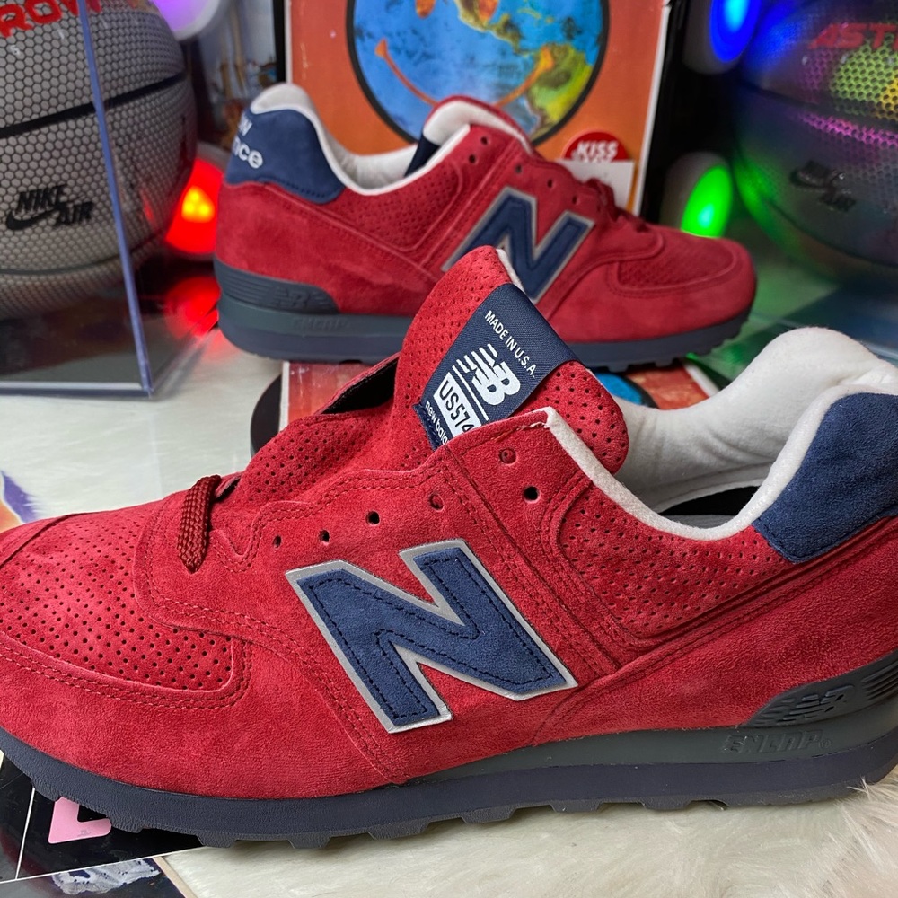 🆕 New Balance 574 Made In USA Red Blue - Mens - Picture 9 of 10